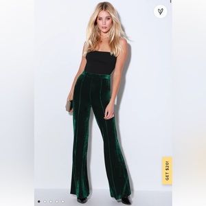 Green velvet pants